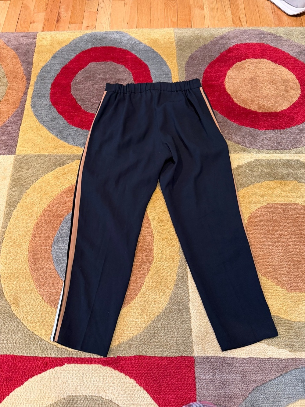 Aritzia Babaton Conan Cropped Pant Pleated Side Stripe Black Trousers Size 4 - Picture 5 of 5